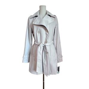DKNY NWT Double Breasted Belted Trench Water Repellent Coat Muslin Womens Large